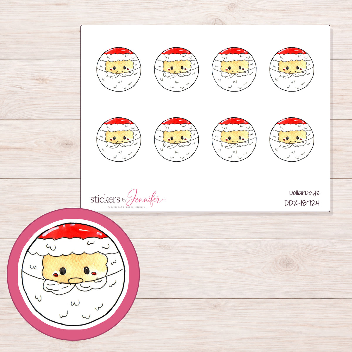 DDZ-18724 planner sticker sheet with enlarged sticker detail