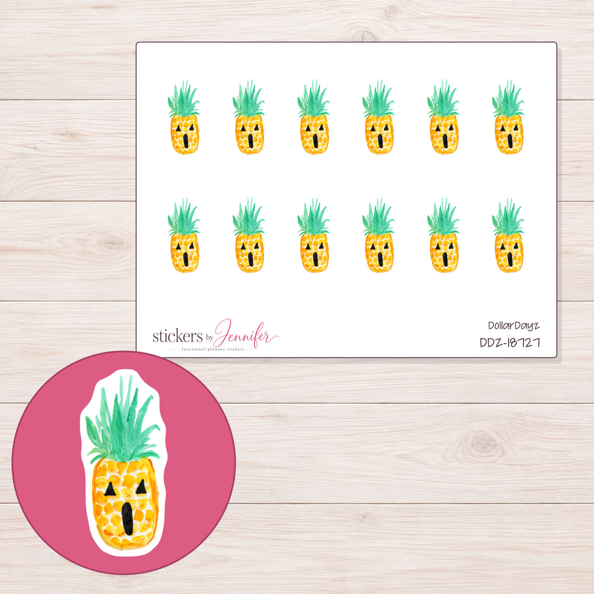DDZ-18727 planner sticker sheet with enlarged sticker detail