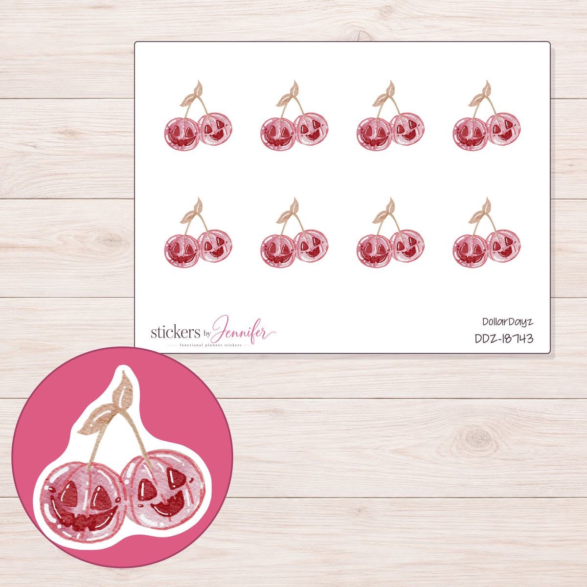 DDZ-18743 planner sticker sheet with enlarged sticker detail