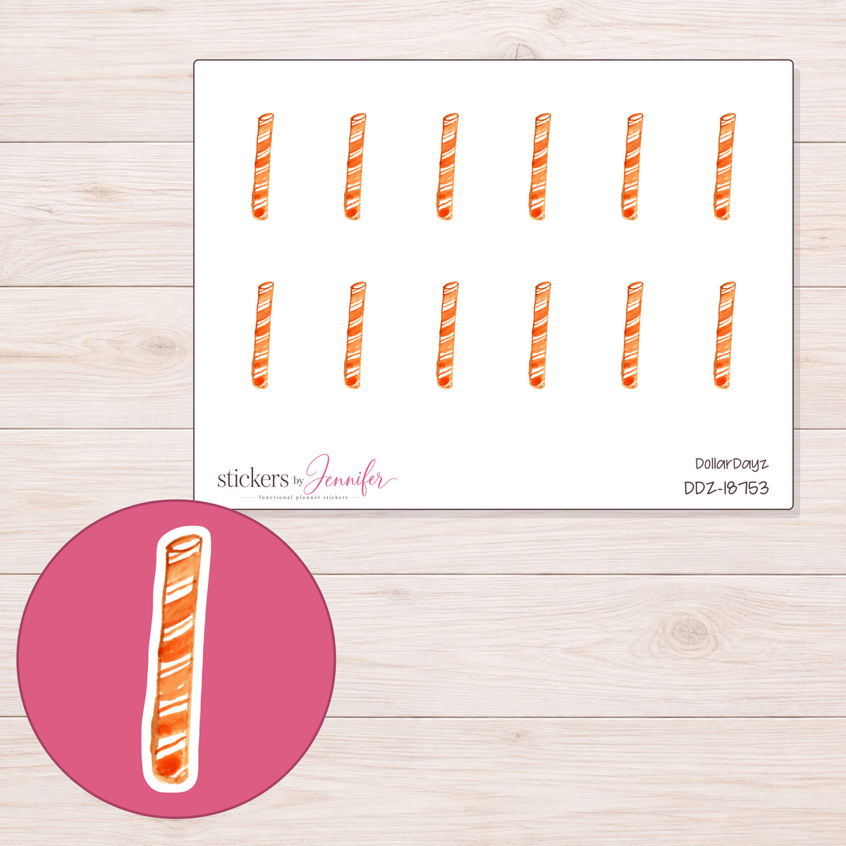 DDZ-18753 planner sticker sheet with enlarged sticker detail