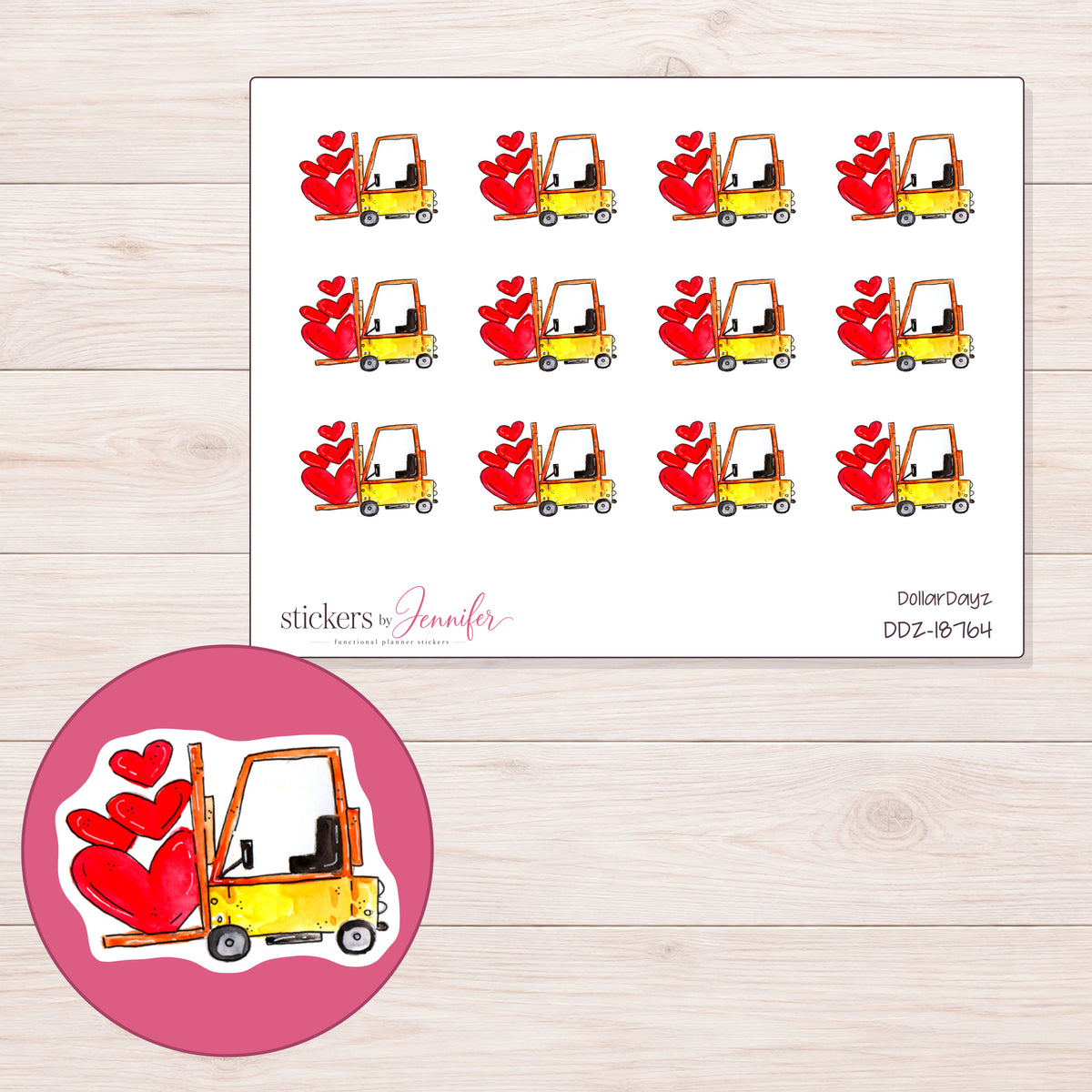 DDZ-18764 planner sticker sheet with enlarged sticker detail