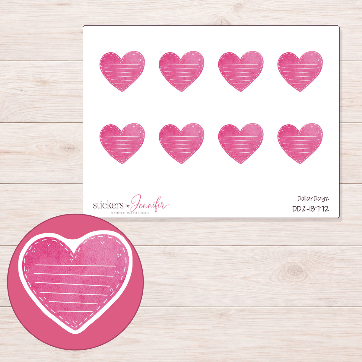 DDZ-18772 planner sticker sheet with enlarged sticker detail