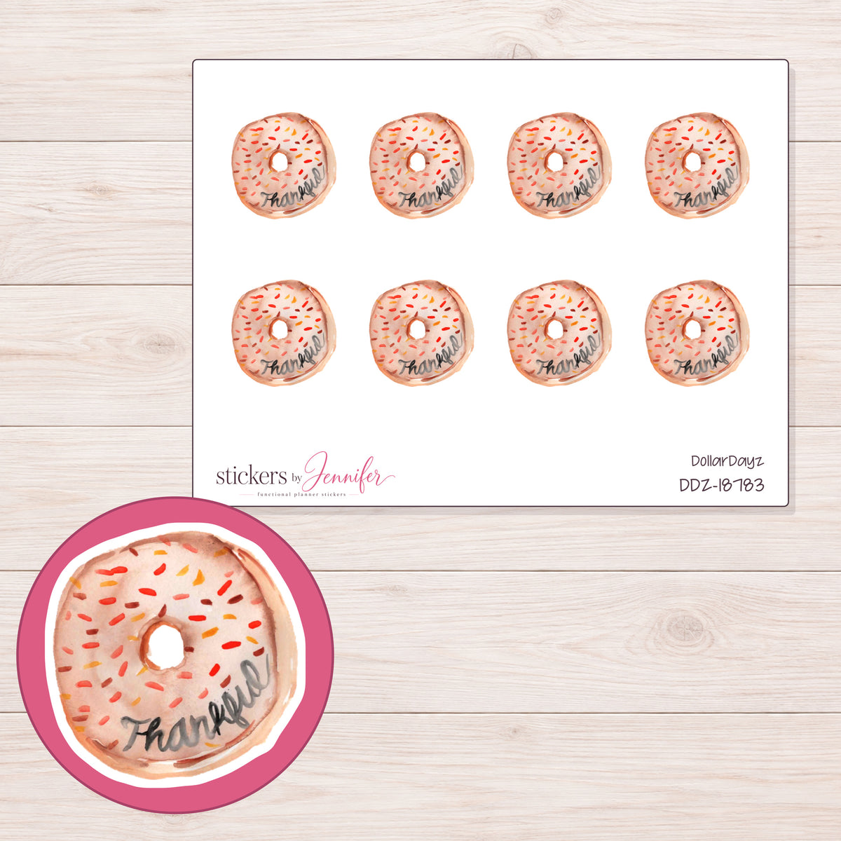 DDZ-18783 planner sticker sheet with enlarged sticker detail