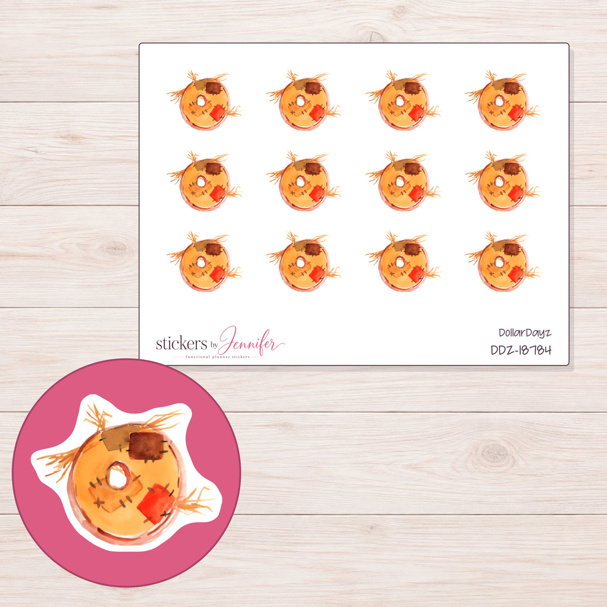 DDZ-18784 planner sticker sheet with enlarged sticker detail