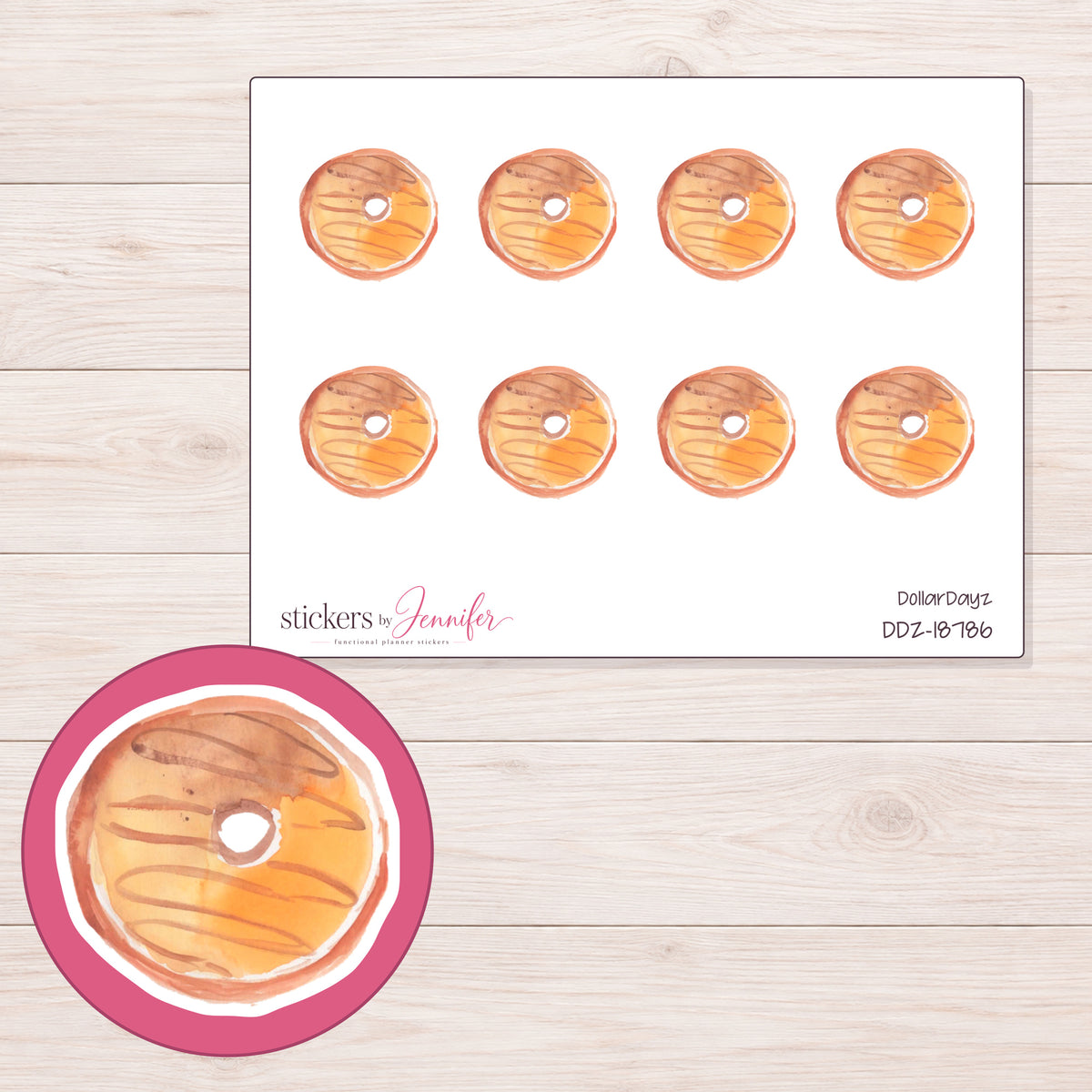 DDZ-18786 planner sticker sheet with enlarged sticker detail