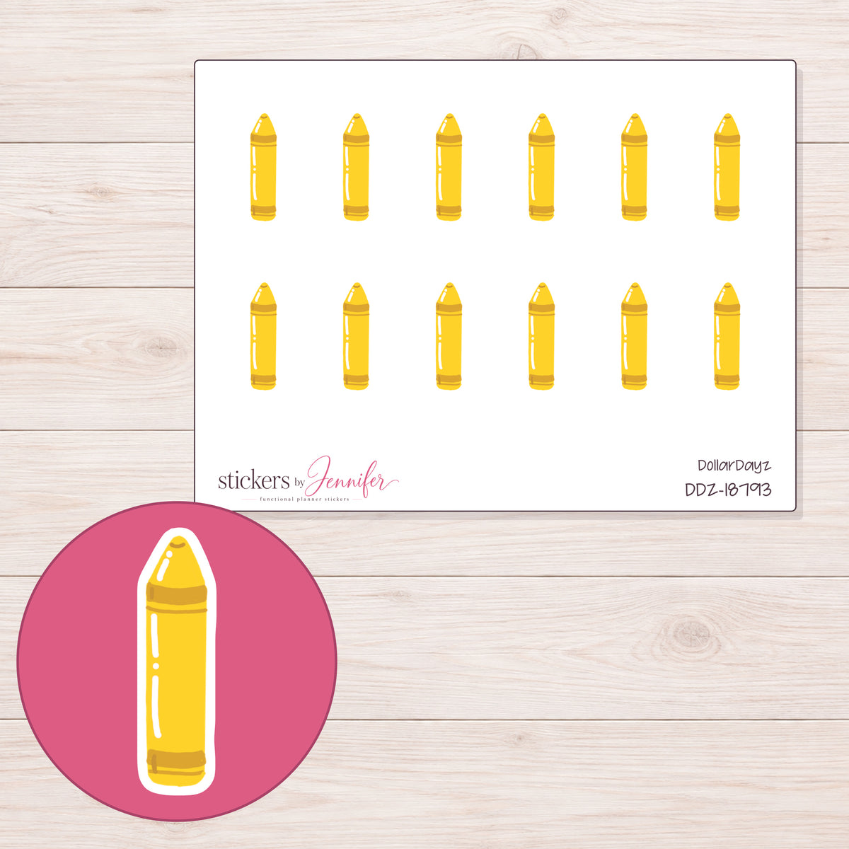 DDZ-18793 planner sticker sheet with enlarged sticker detail