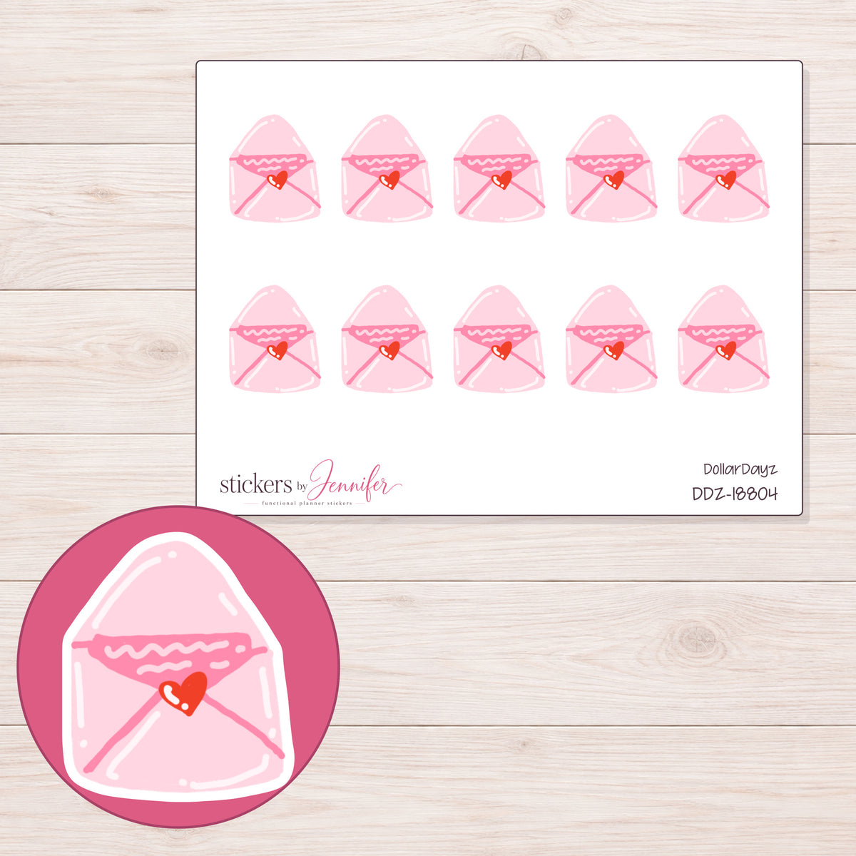 DDZ-18804 planner sticker sheet with enlarged sticker detail