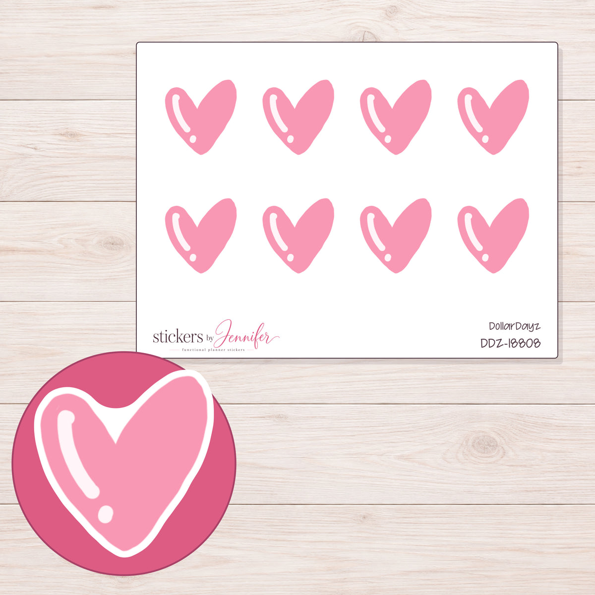 DDZ-18808 planner sticker sheet with enlarged sticker detail