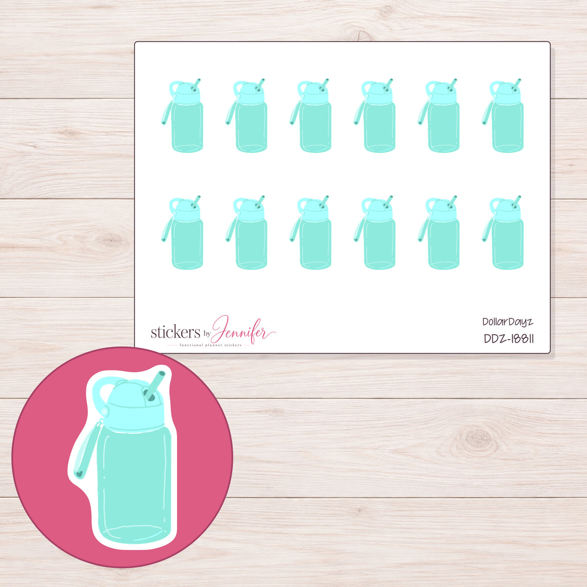 DDZ-18811 planner sticker sheet with enlarged sticker detail