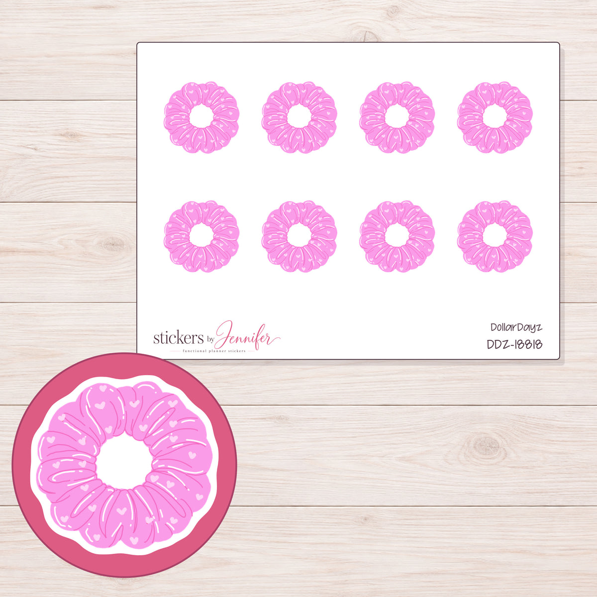 DDZ-18818 planner sticker sheet with enlarged sticker detail