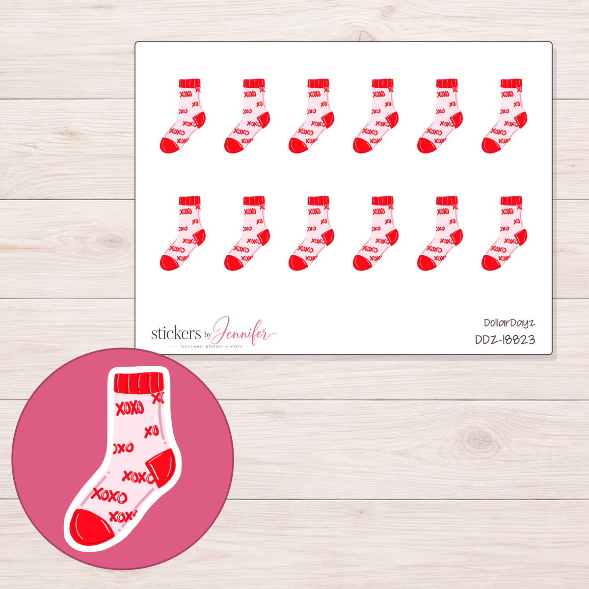 DDZ-18823 planner sticker sheet with enlarged sticker detail