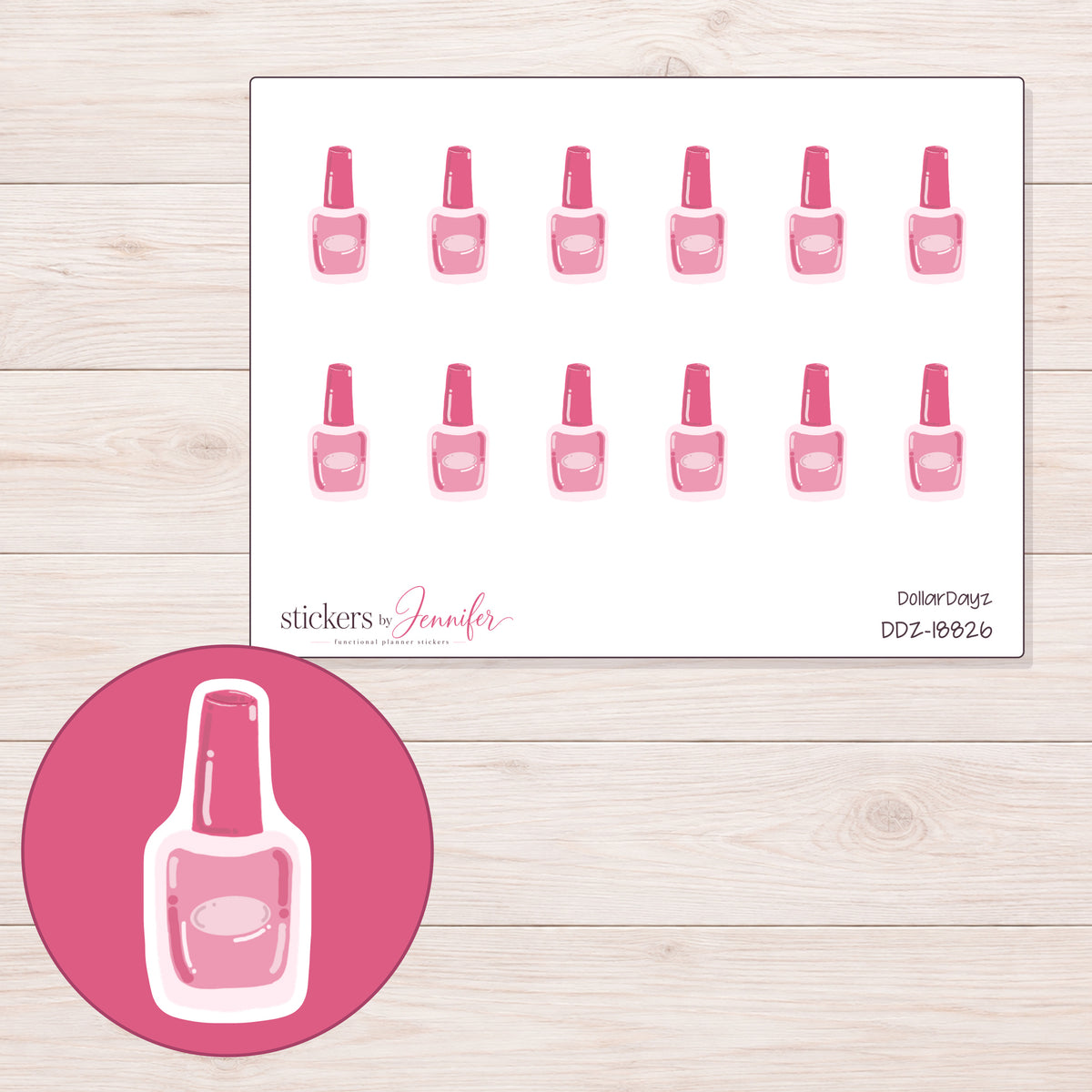 DDZ-18826 planner sticker sheet with enlarged sticker detail