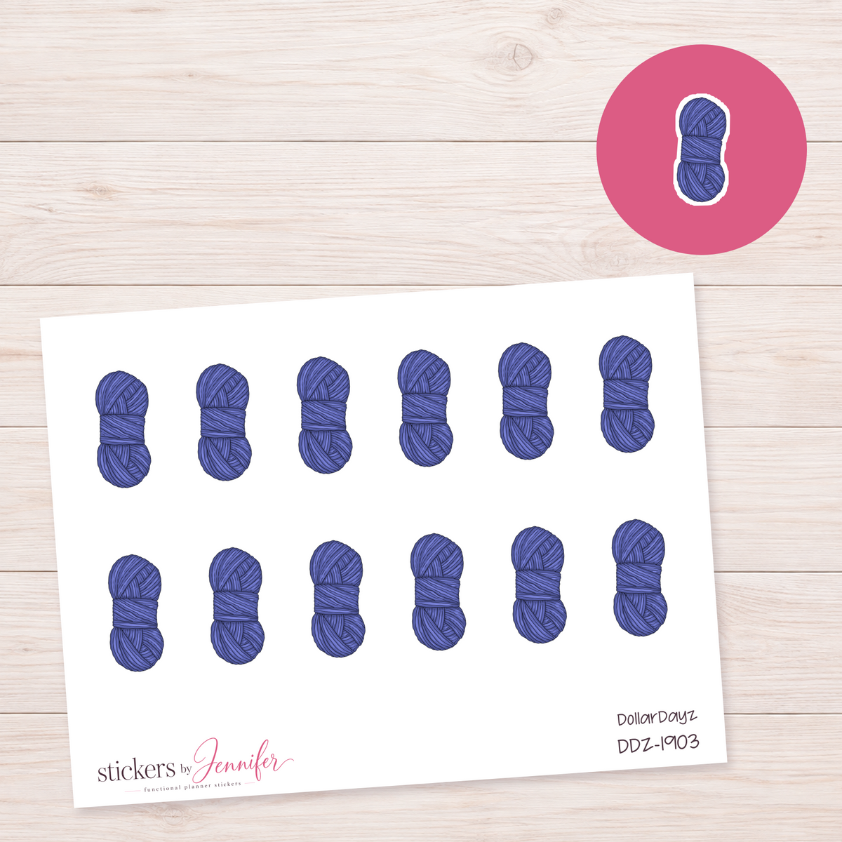 Blue Yarn Skein Planner Stickers | DDZ-1903