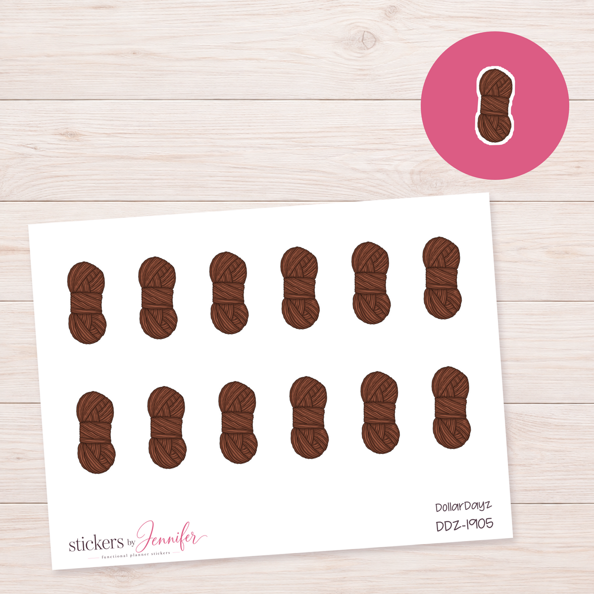 Brown Yarn Skein Planner Stickers | DDZ-1905