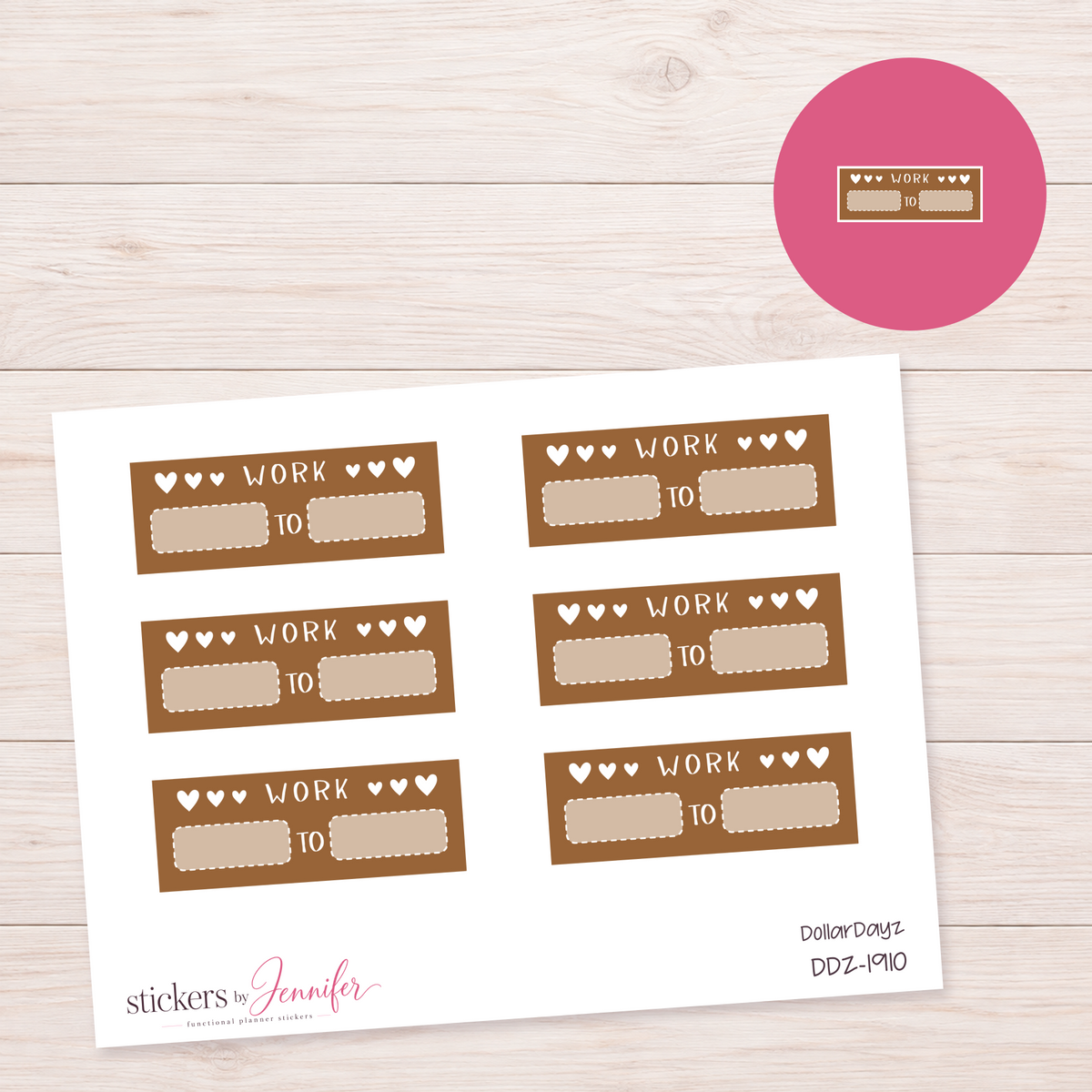 Warm Brown Work Hours Label Planner Stickers | DDZ-1910