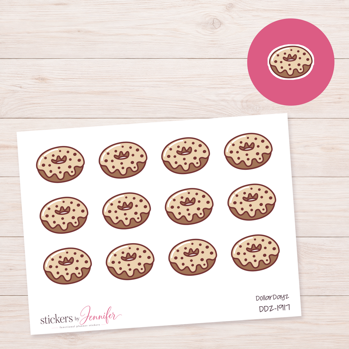 Iced Donut Doodle Planner Stickers | DDZ-1917