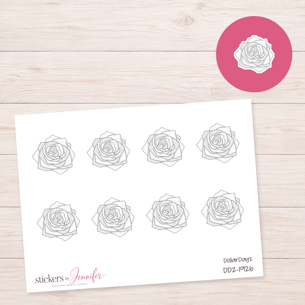 Silver Rose Planner Stickers | DDZ-1926