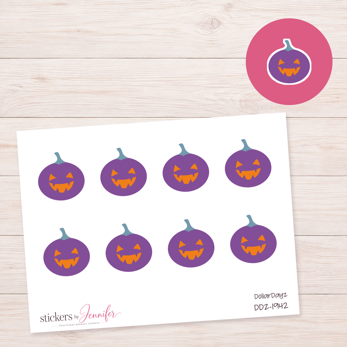 Purple Pumpkin Face Planner Stickers | DDZ-1942