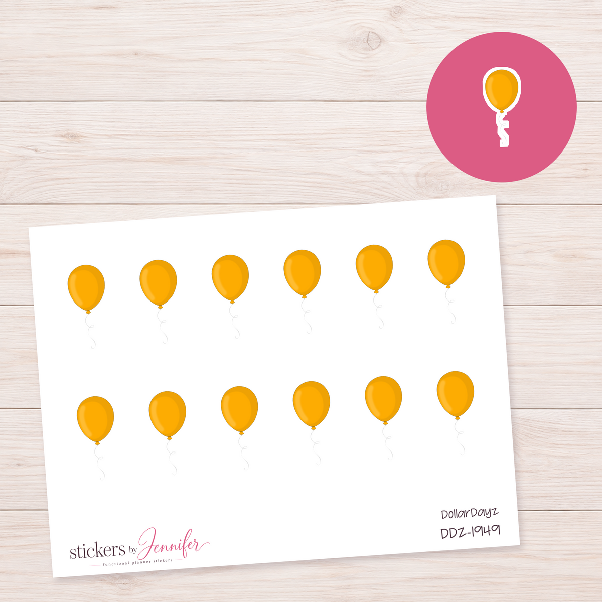 Golden Balloon Planner Stickers | DDZ-1949