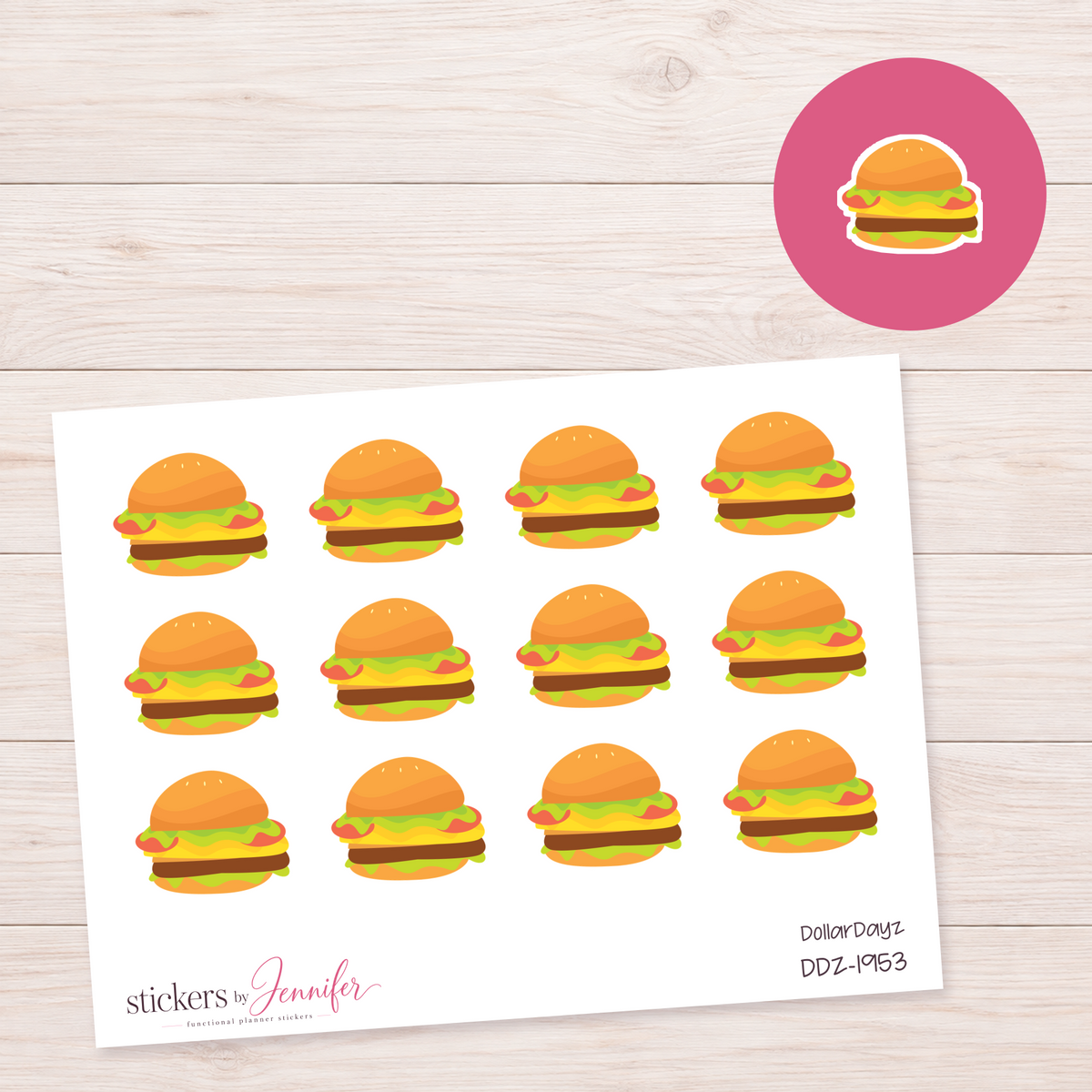 Stacked Burger Planner Stickers | DDZ-1953