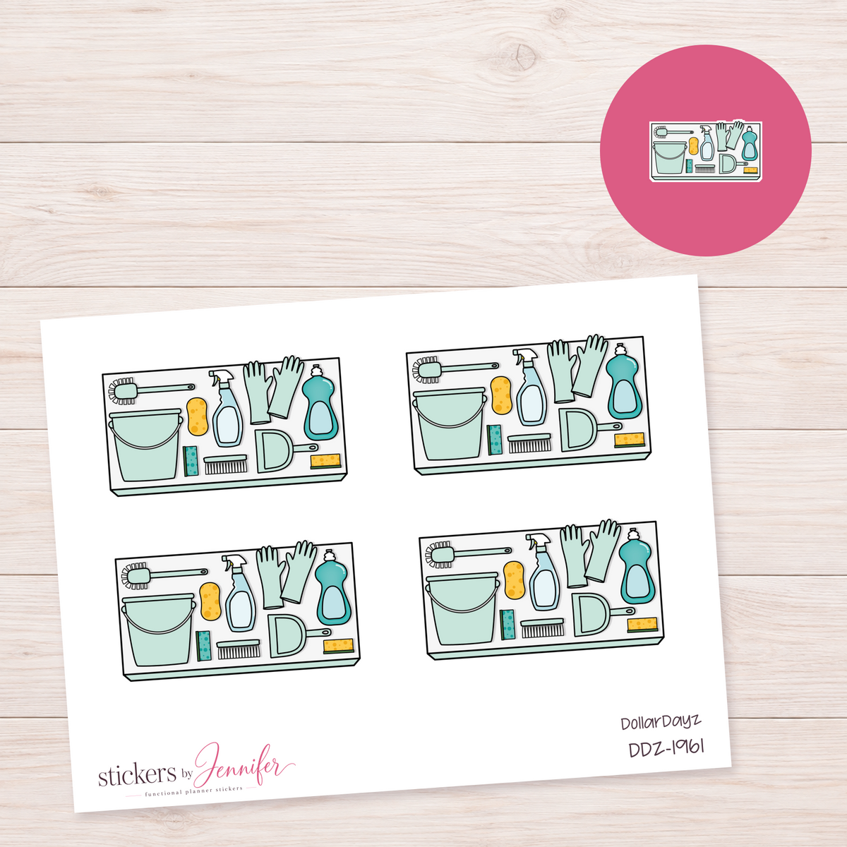 Mint Cleaning Supplies Planner Stickers | DDZ-1961