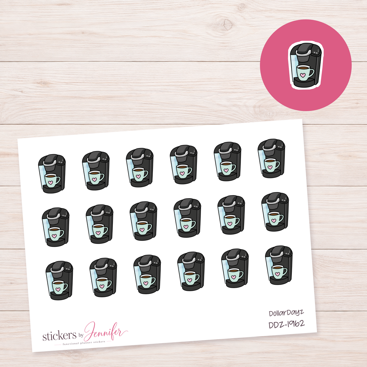 Mint Coffee Maker Planner Stickers | DDZ-1962