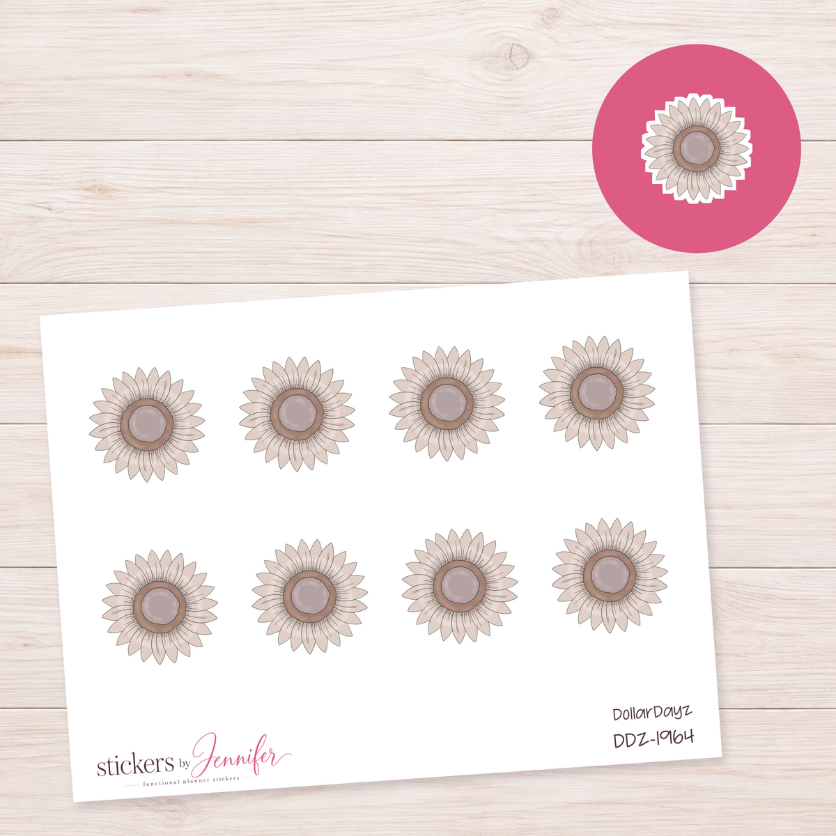 Neutral Sunflower Planner Stickers | DDZ-1964