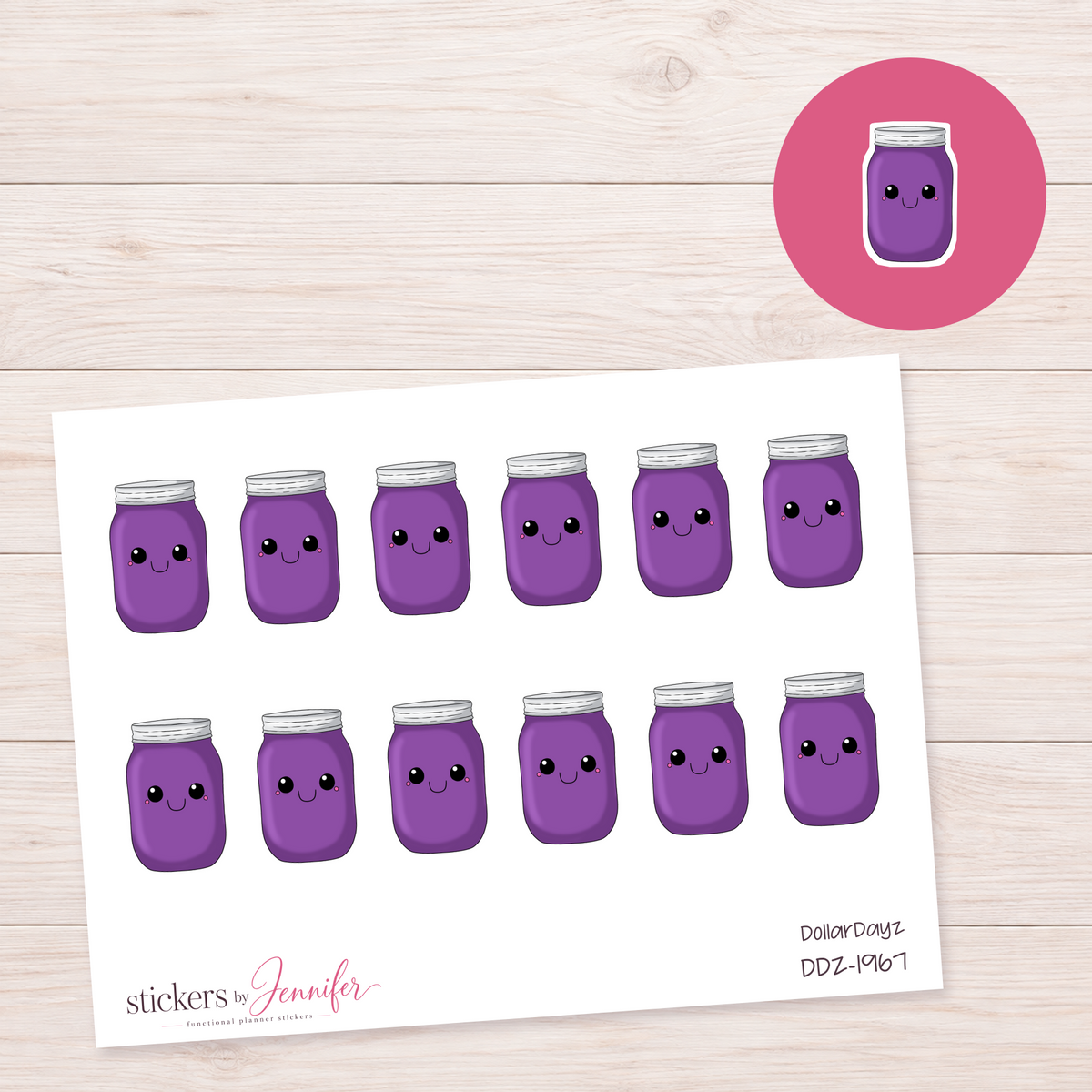 Smiling Purple Jar Planner Stickers | DDZ-1967