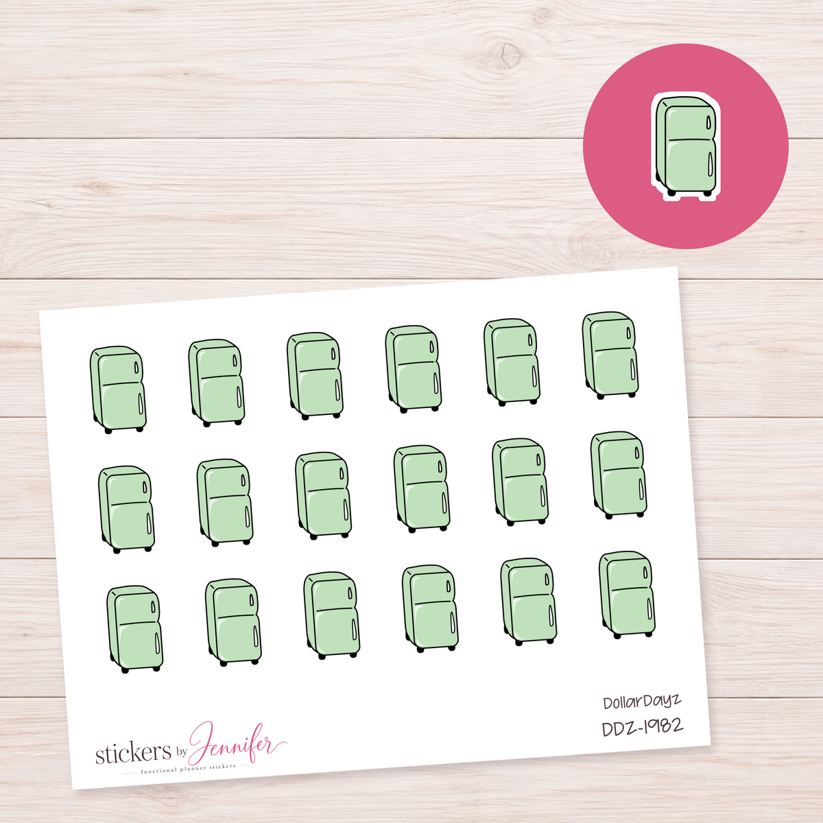 Pale Green Refrigerator Planner Stickers | DDZ-1982