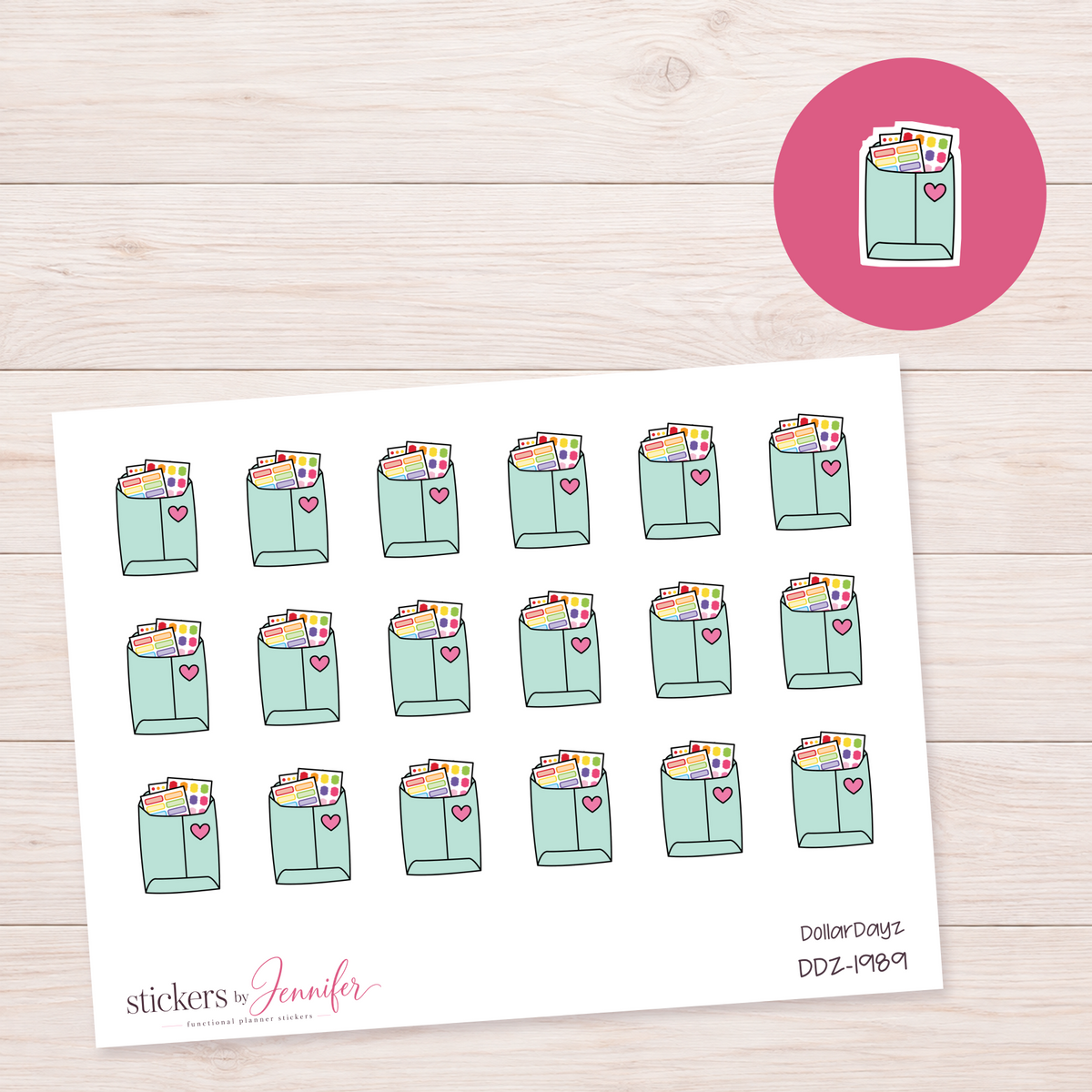 Mint Sticker Shopping Bag Planner Stickers | DDZ-1989