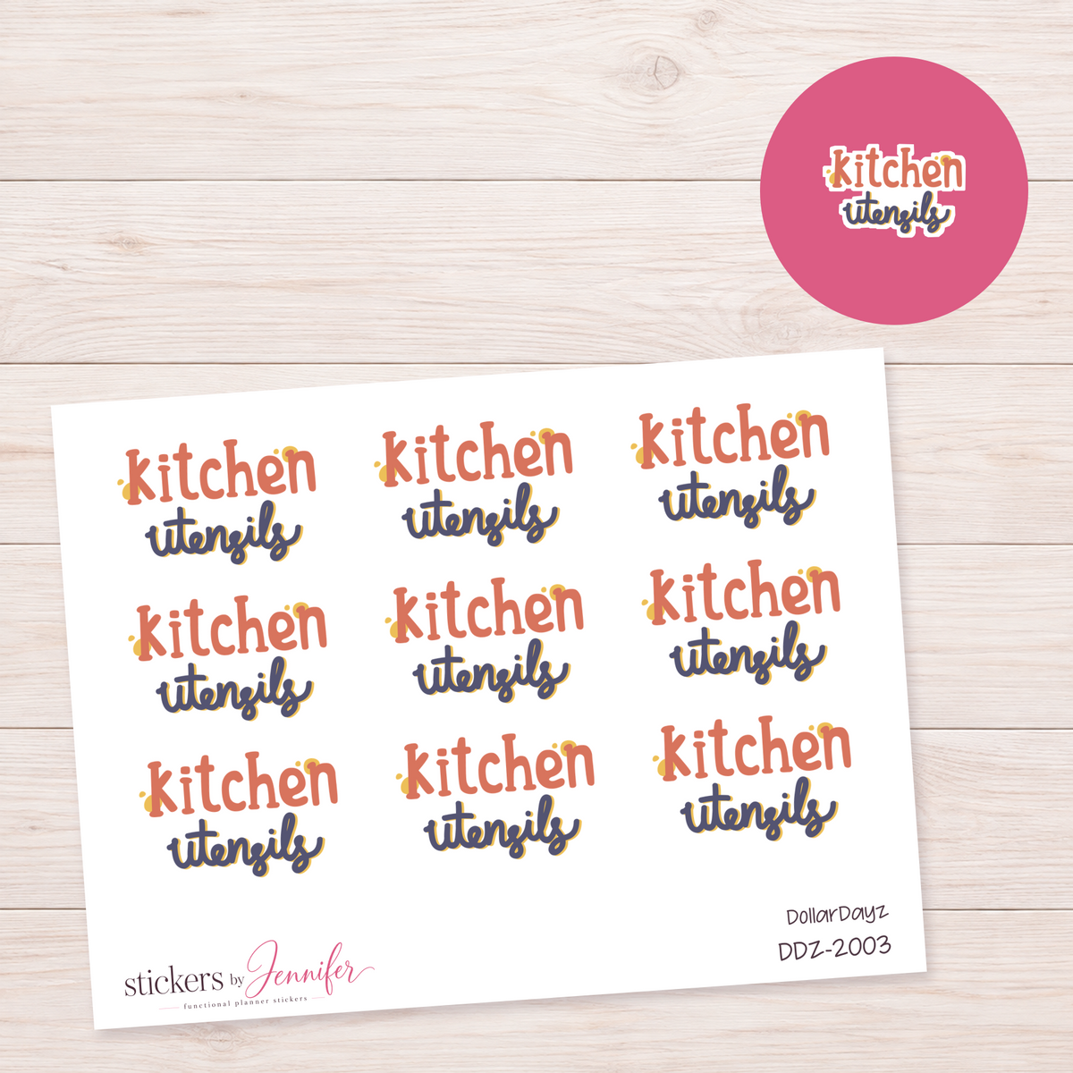 Kitchen Utensils Lettering Planner Stickers | DDZ-2003