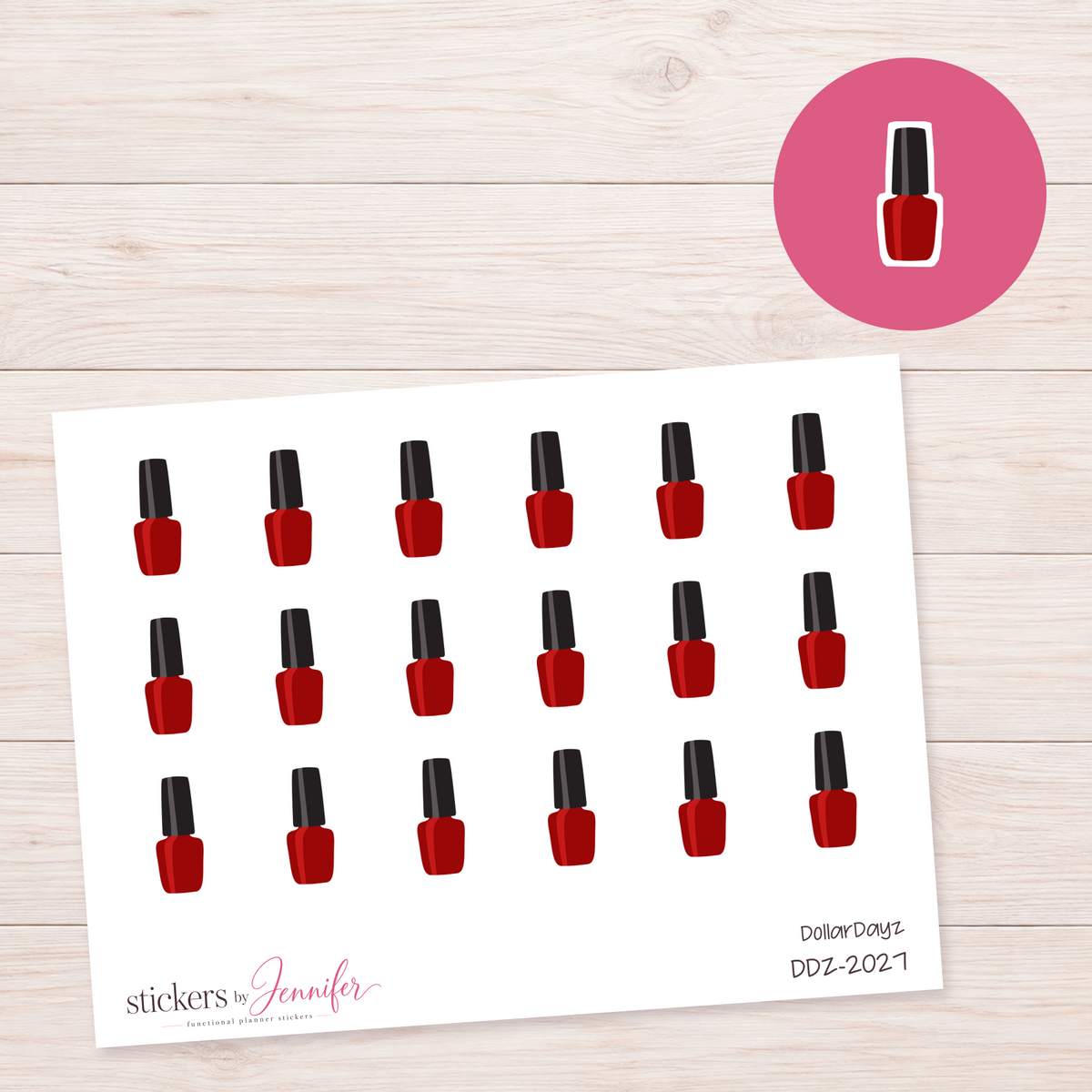 Deep Red Nail Polish Planner Stickers | DDZ-2027