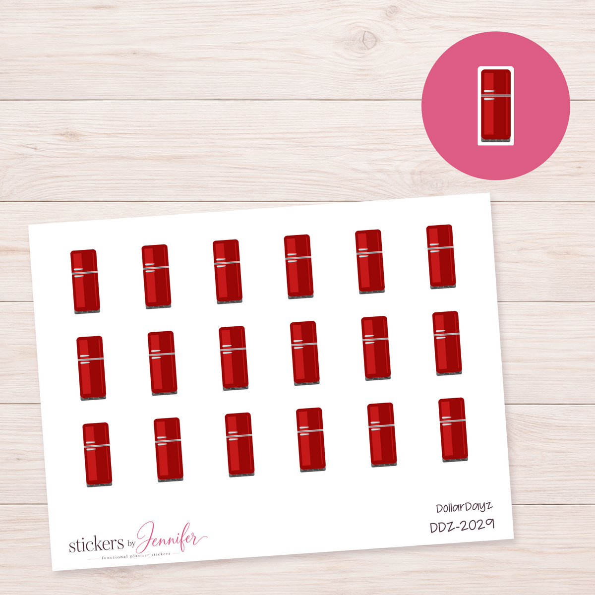 Deep Red Refrigerator Planner Stickers | DDZ-2029