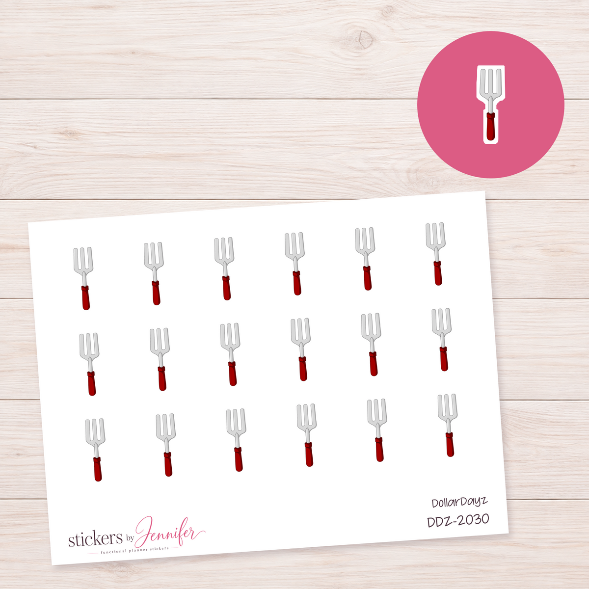 Deep Red Garden Fork Planner Stickers | DDZ-2030