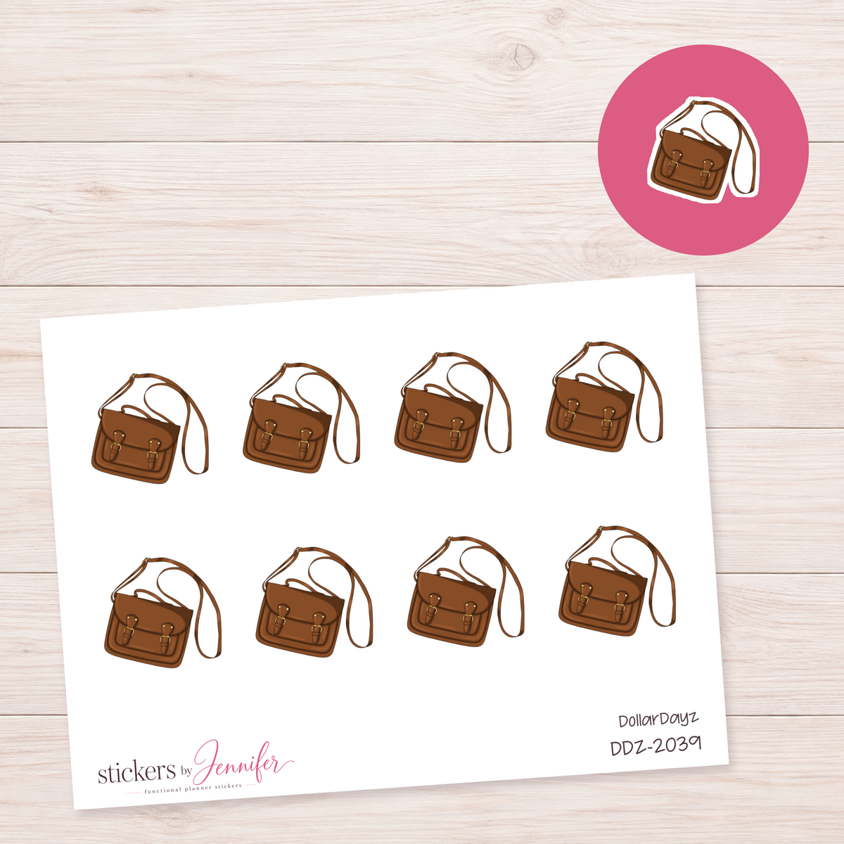 Brown Crossbody Satchel Planner Stickers | DDZ-2039