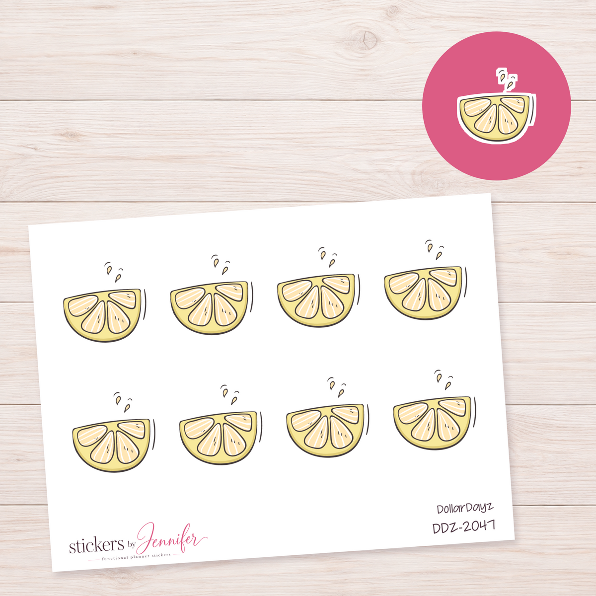 Lemon Wedge Doodle Planner Stickers | DDZ-2047
