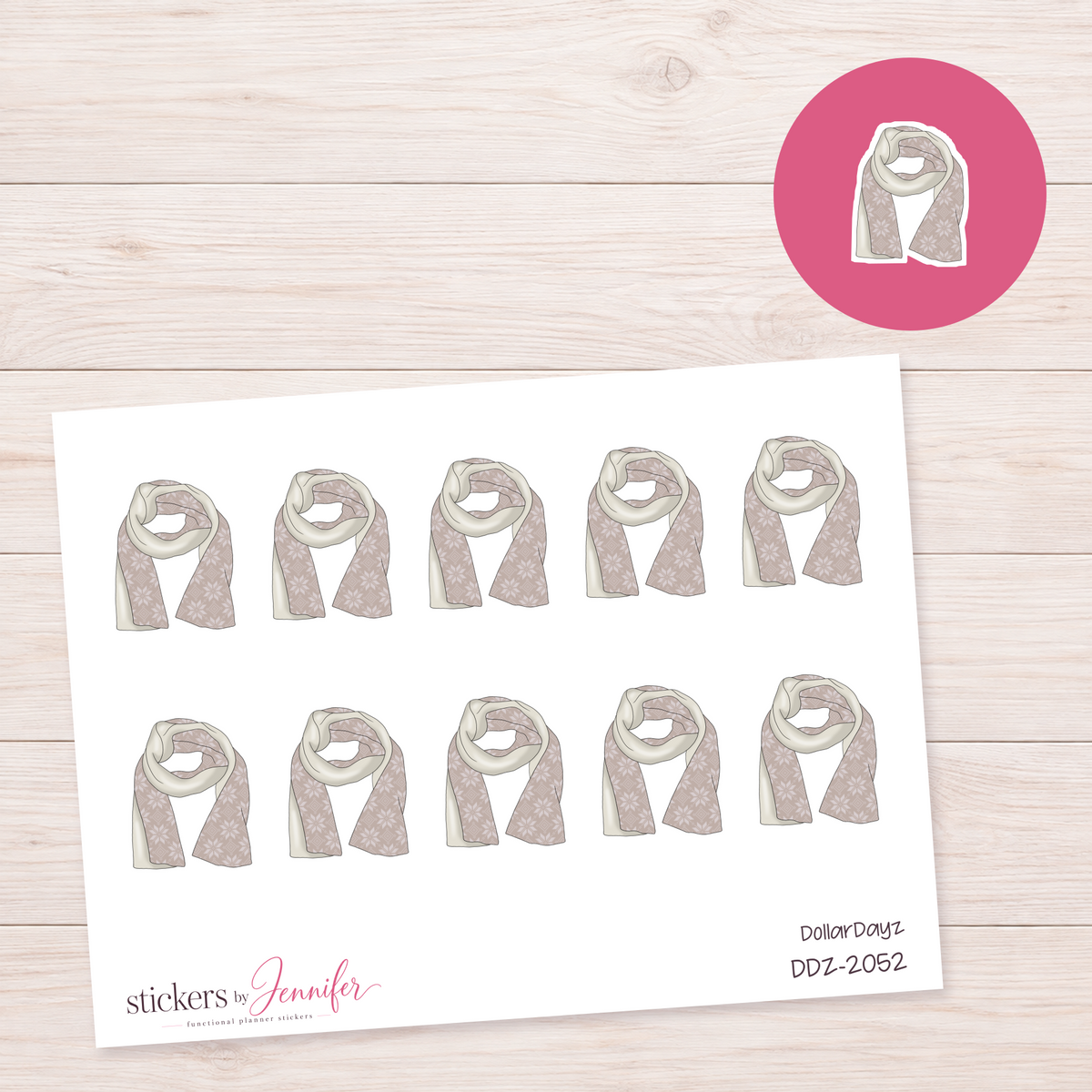 Neutral Floral Scarf Planner Stickers | DDZ-2052