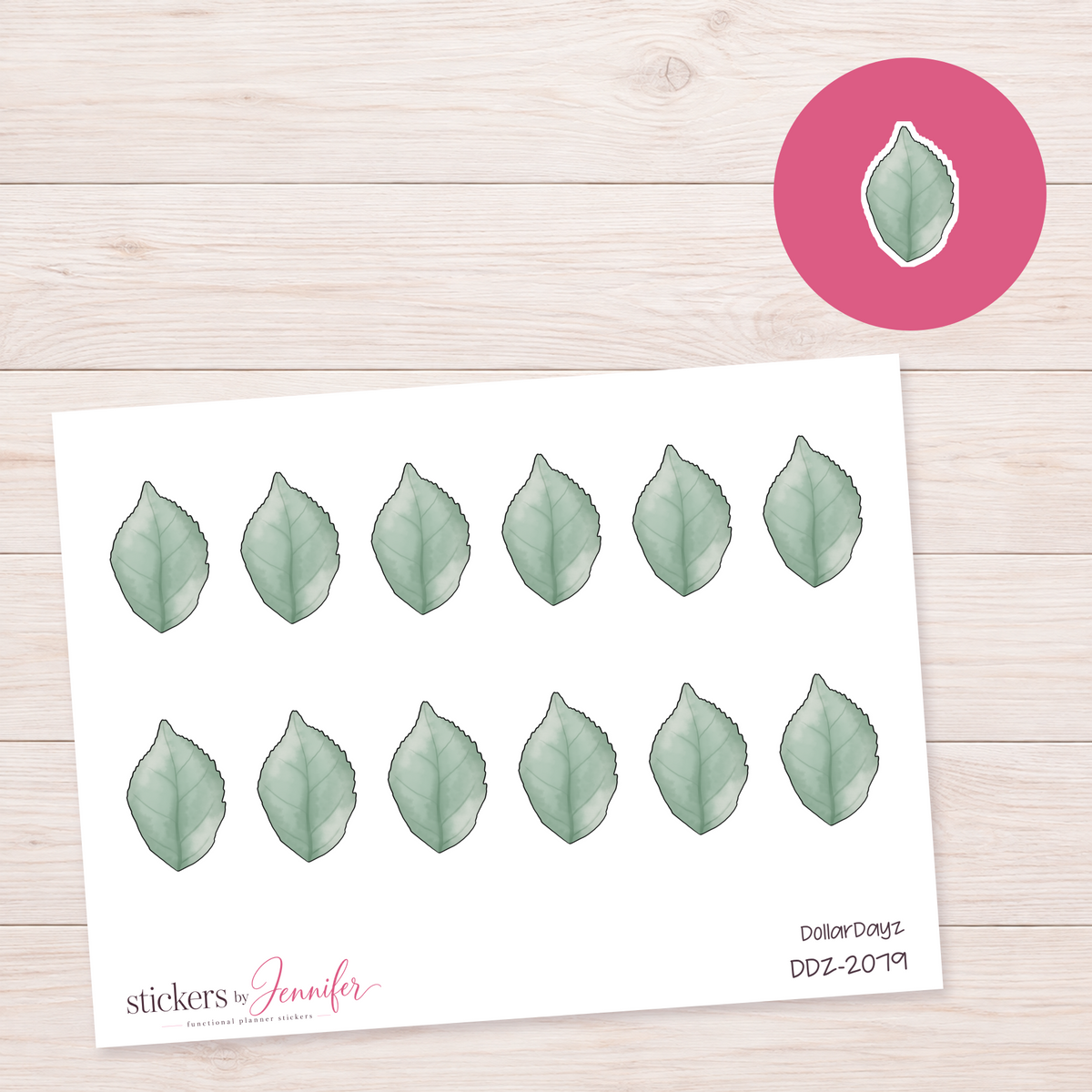 Soft Green Leaf Planner Stickers | DDZ-2079