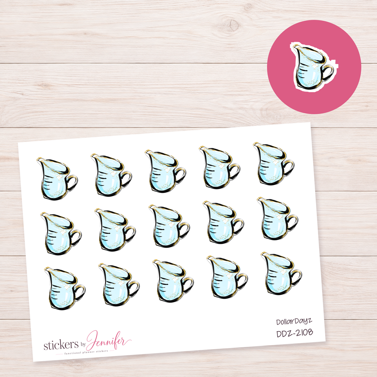 Pale Blue Pitcher Planner Stickers | DDZ-2108