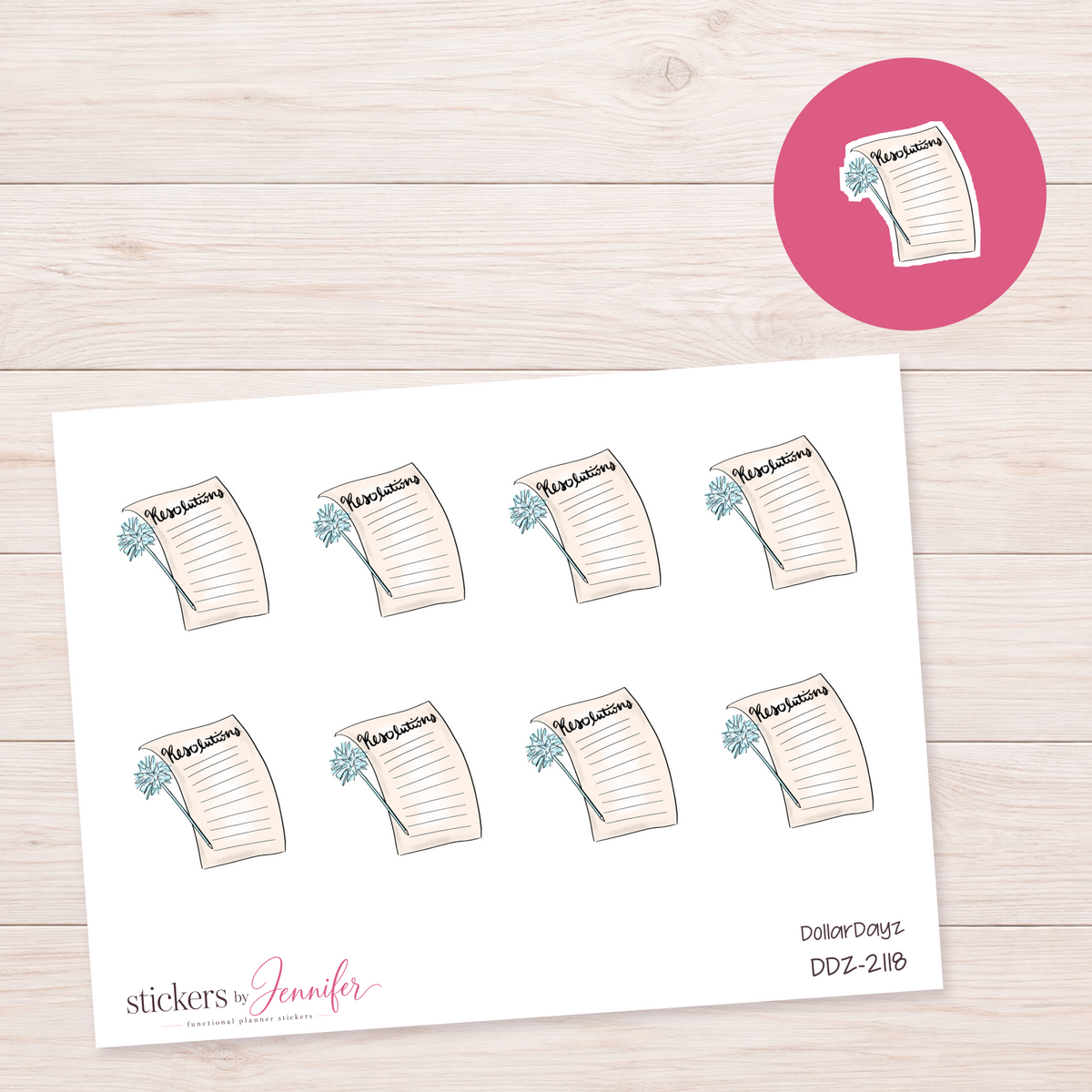 New Year Resolutions Page Planner Stickers | DDZ-2118