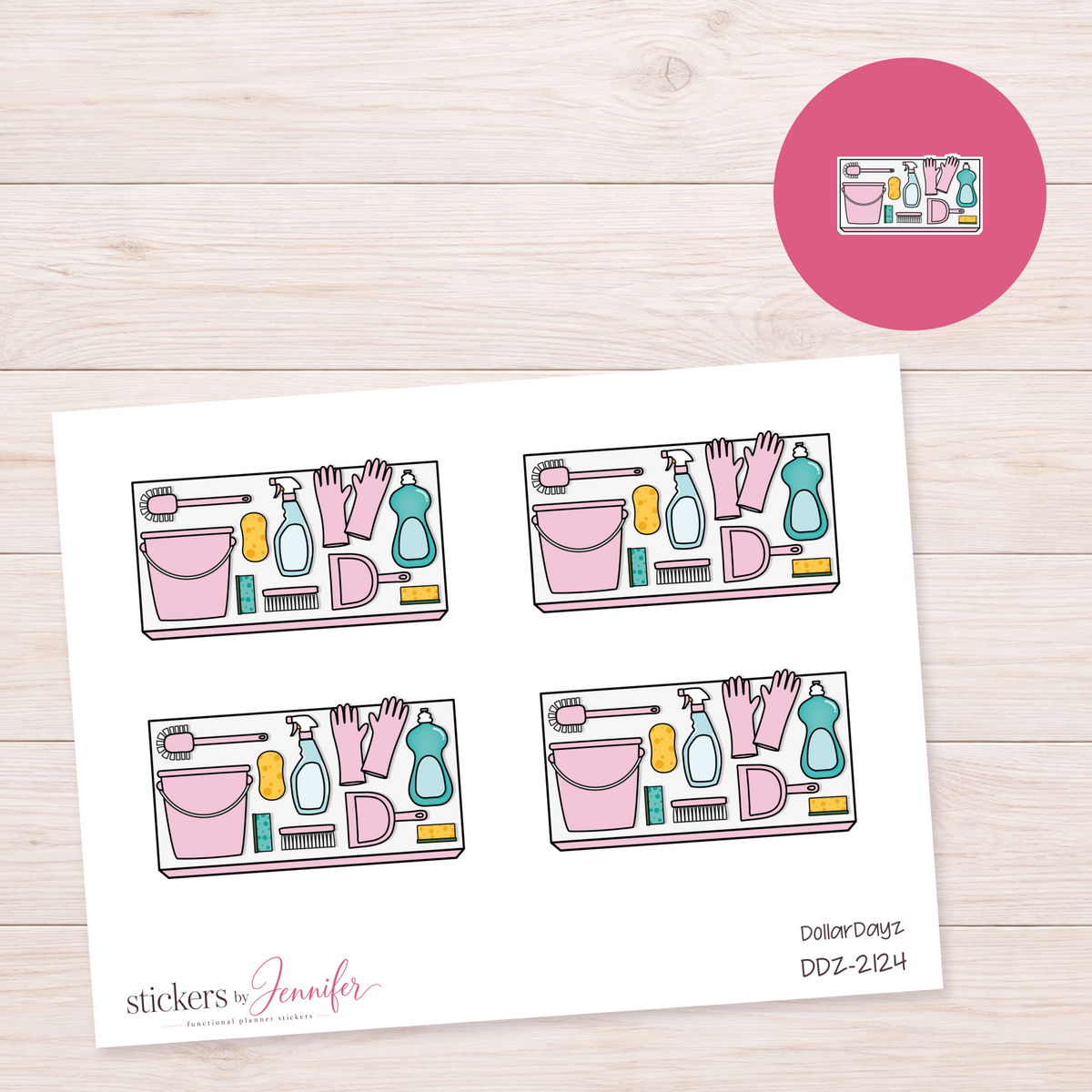 Pale Pink Cleaning Supplies Planner Stickers | DDZ-2124