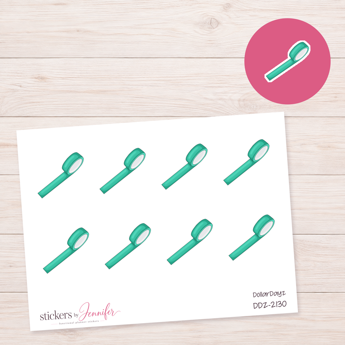 Teal Tape Roll Planner Stickers | DDZ-2130