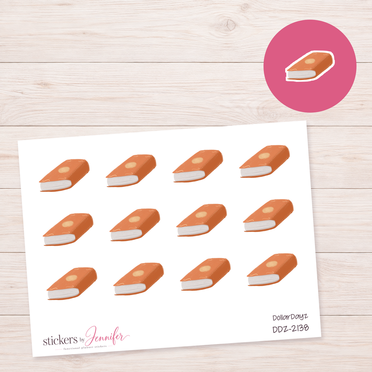 Orange Closed Book Planner Stickers | DDZ-2138