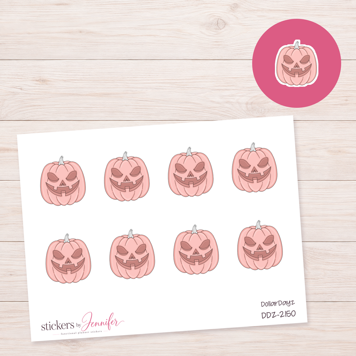 Pink Jack-o'-Lantern Planner Stickers | DDZ-2150