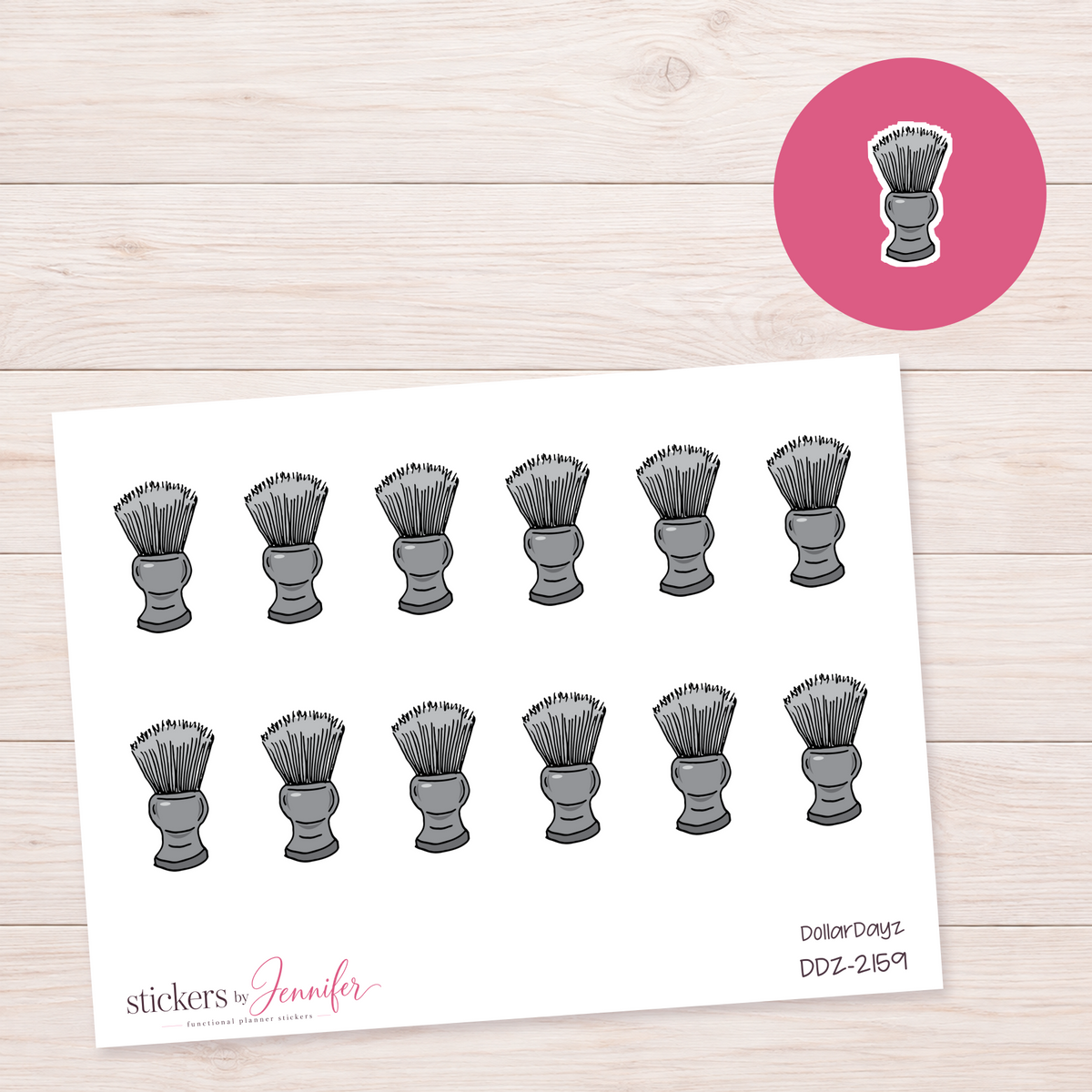 Black Shaving Brush Planner Stickers | DDZ-2159