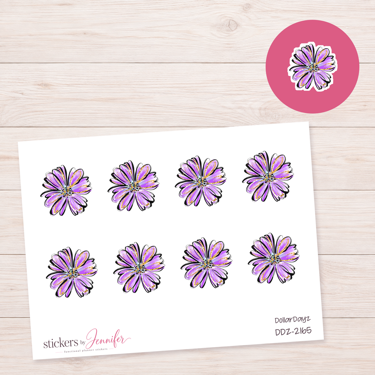 Purple Artistic Daisy Planner Stickers | DDZ-2165