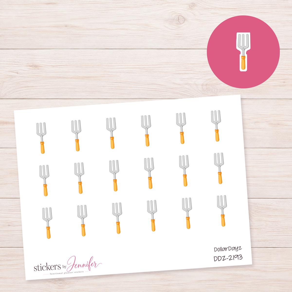 Golden Orange Garden Fork Planner Stickers | DDZ-2193