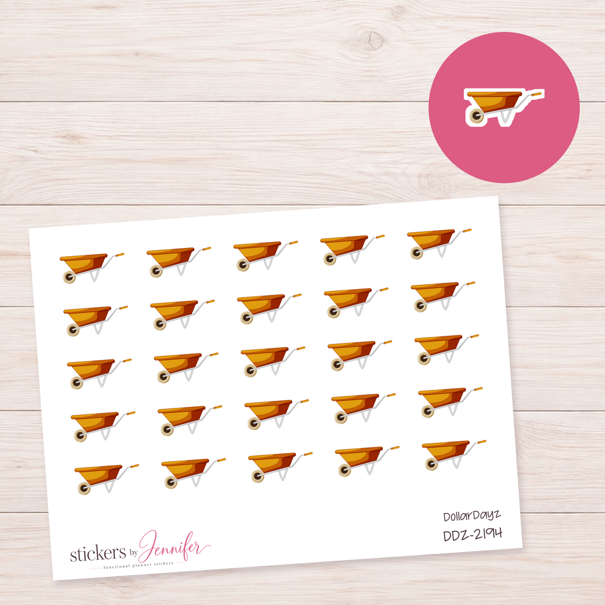 Golden Orange Wheelbarrow Planner Stickers | DDZ-2194