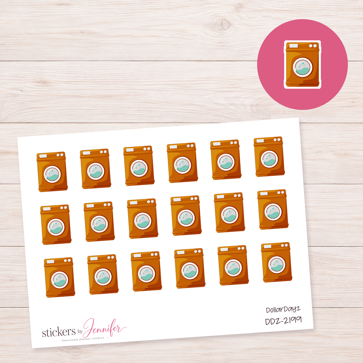 Golden Orange Washing Machine Planner Stickers | DDZ-2199