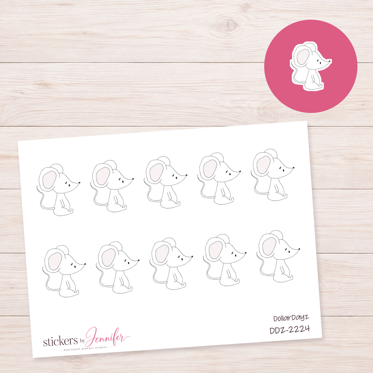 Little Mouse Outline Planner Stickers | DDZ-2224